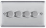 BG NBS84P 4 Gang, 2 Way, 400w Dimmer Switches-push Type Brushed Steel by British General (BG-NBS84P-Shopify-SA_1)
