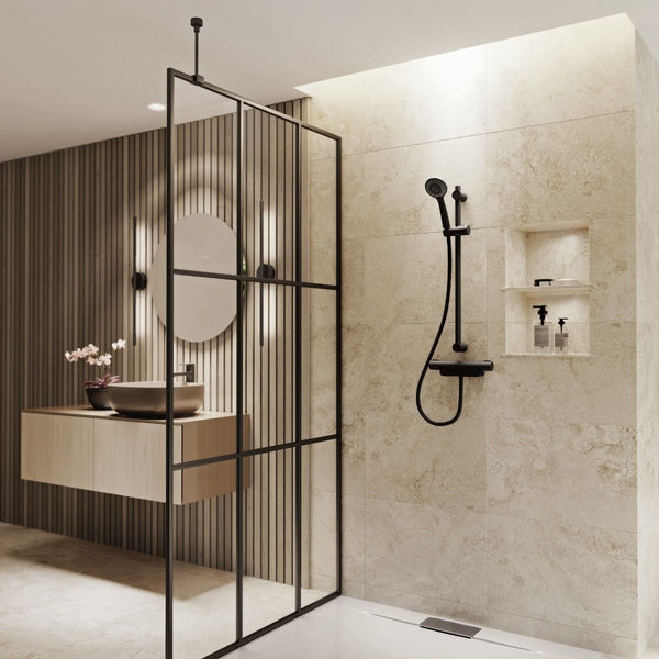 Aqualisa Midas 220 Shower Kit with Single Outlet Shower Valve; Shower Rail & 5 Spray Handshower - Matt Black - MD220S.MB