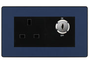 BG Evolve Matt Blue 13A Double Pole Key Controlled Socket – Black Inserts by British General (BG-PCDDBKYSWSB)