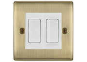 BG Nexus Antique Brass 2-Gang Light Switch 1x 2-Way + 1x Intermediate – White Inserts by British General (BG-Nexus-AB-2G-Combo-1x INT-1x 2WAY WH)