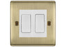BG Nexus Antique Brass 2-Gang Light Switch 1x 2-Way + 1x Intermediate – White Inserts by British General (BG-Nexus-AB-2G-Combo-1x INT-1x 2WAY WH)