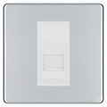 BG Screwless Polished Chrome Single Secondary Telephone Socket, Screw Terminal - White Insert