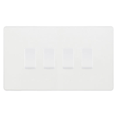 BG Evolve Pearlescent White 4 Gang Intermediate Custom Grid Light Switch by British General (BG-EVOLVE-PW-4G-CUSTOM-4x-INT-SWITCH)