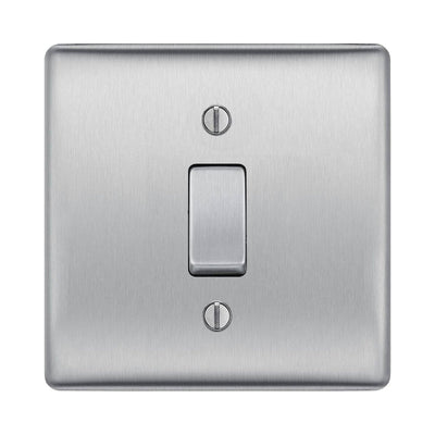 BG Nexus Metal Brushed Steel 20A Double Pole Switch NBS30 by British General (BG-NEXUS-BS-20A-Double-Pole-Switch)