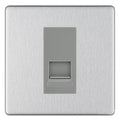 BG Screwless Brushed Steel Single RJ11 Telephone Socket FBSRJ111 - Grey Insert