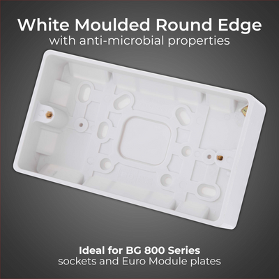 BG 892 Moulded Round Edge | White | 32mm | 2 Gang Surface Pattress by British General (BG-892)
