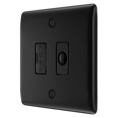 BG Nexus Matt Black 13A Unswitched Spur + Cable Outlet NFB55 with 35mm Steel Back Box