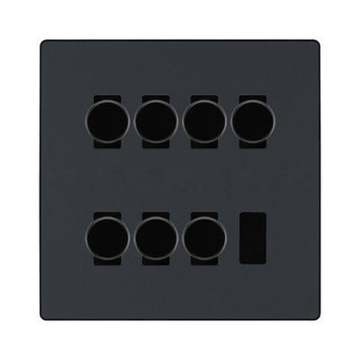 BG Evolve Matt Grey 7 Gang Trailing Edge LED Dimmer Light Switch 2 Way Custom Switch by British General (Evolve-MG-CUSTOM-7GANG-7x-DIMMER-2WAY)