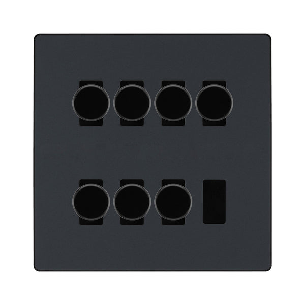 BG Evolve Matt Grey 7 Gang Trailing Edge LED Dimmer Light Switch 2 Way Custom Switch