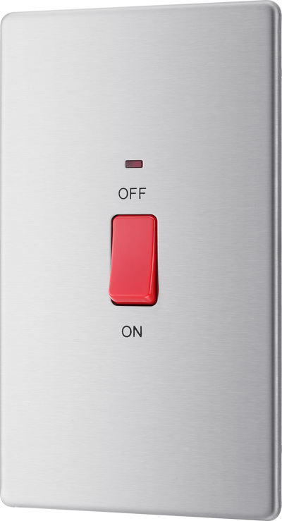 BG Electrical FBS72 Nexus Screwless Flat-Plate Cooker Switch Brushed Steel Neon 2 Way 45A