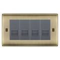 BG Nexus Antique Brass 4 Gang IDC Secondary Telephone Socket - Grey Insert