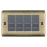 BG Nexus Antique Brass 4 Gang IDC Secondary Telephone Socket - Grey Insert by British General (BG-NABBTS4G)