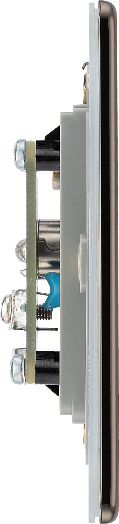 BG FLATPLATE SCREWLESS FBN62 Single Gang Isolated Co-Axial Socket - Black Nickel by British General (BG-FBN62)