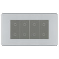 BG Screwless Polished Chrome Quad Secondary Touch Dimmer Switch Grey Inserts FPCTDS4G