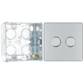 BG Screwless Polished Chrome 200W 2 Way Double Trailing Edge Dimmer Switch FPC82 with 35mm Steel Back Box