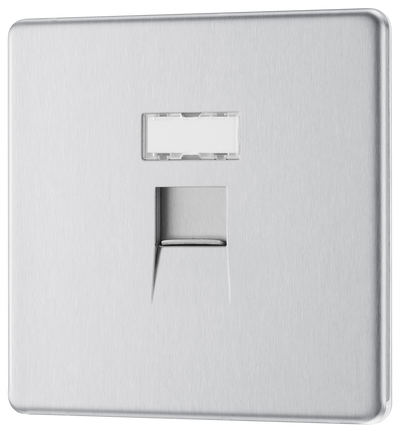 FBSRJ451 Front - This RJ45 ethernet socket from British General uses an IDC terminal connection and is ideal for home and office providing a networking outlet with ID window for identification. 