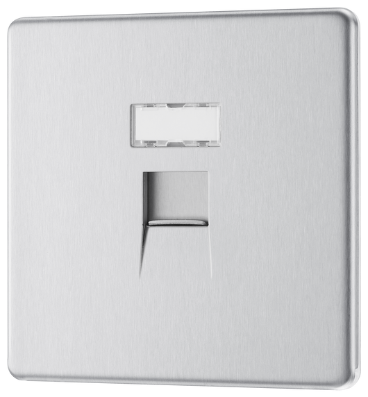 FBSRJ451 Front - This RJ45 ethernet socket from British General uses an IDC terminal connection and is ideal for home and office providing a networking outlet with ID window for identification. 