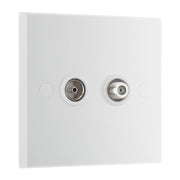 BG 965 Moulded Square Edge | White | 2 Gang Satellite TV Socket Outlet by British General (BG-965)