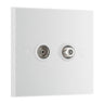 BG 965 Moulded Square Edge | White | 2 Gang Satellite TV Socket Outlet by British General (BG-965)