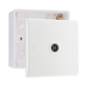 BG Electrical Single Co-Axial Socket White Moulded & 32mm Pattress Back Box by British General (BG-860+891)