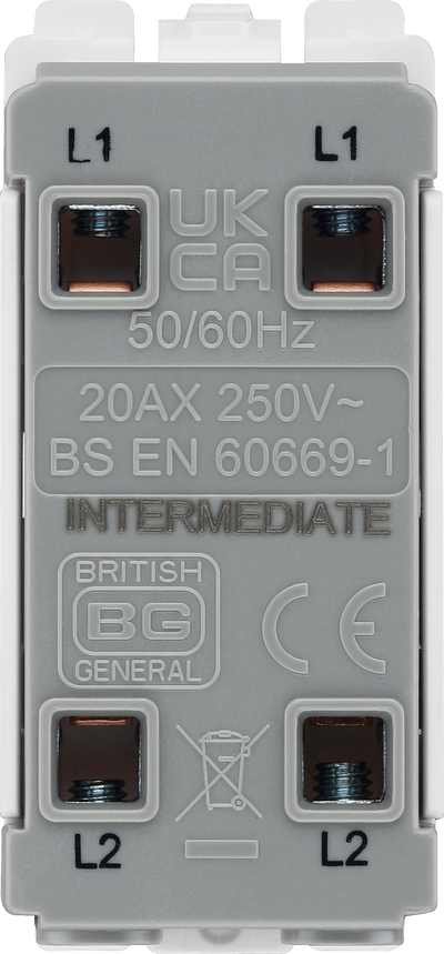 BG RBS13 Nexus Grid Brushed Steel 20AX Intermediate Switch Module