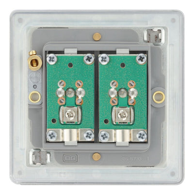 BG Screwless Brushed Steel Double Co-Axial Socket FBS61 with 25mm Steel Back Box