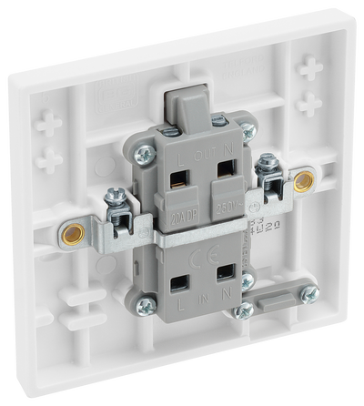 BG 933 Moulded Square Edge | White | 1 Gang 20A DP Switch + Neon + Cable Outlet by British General (BG-933)