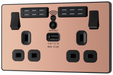 PCDCP22UWRB Front - This Evolve Polished Copper 13A double power socket with integrated Wi-Fi Extender from British General will eliminate dead spots and expand your Wi-Fi coverage.