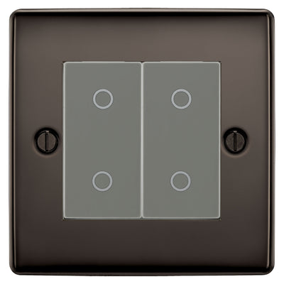 BG Nexus Black Nickel Double Master Touch Dimmer Switch Grey Inserts by British General (BG-EMTDMG+NBNEMS2)