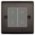 BG Nexus Black Nickel Double Master Touch Dimmer Switch Grey Inserts