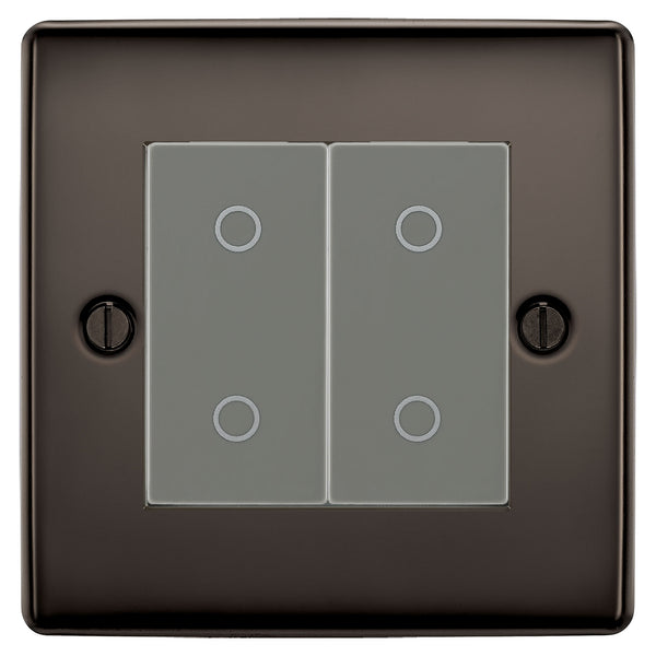 BG Nexus Black Nickel Double Master Touch Dimmer Switch Grey Inserts