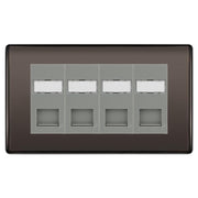 BG Nexus Black Nickel 4 Gang RJ45 Cat6e Data Socket Grey Inserts by British General (BG-NBNRJ454C5EG)