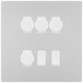 BG Evolve Brushed Steel 6 Gang Switch 4x Trailing Edge LED Dimmer 2x Intermediate Custom Grid