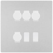 BG Evolve Brushed Steel 6 Gang Switch 4x Trailing Edge LED Dimmer 2x Intermediate Custom Grid by British General (BG-Evolve-BS-6G-CUSTOM-4x-Dimmer-2x-INT)
