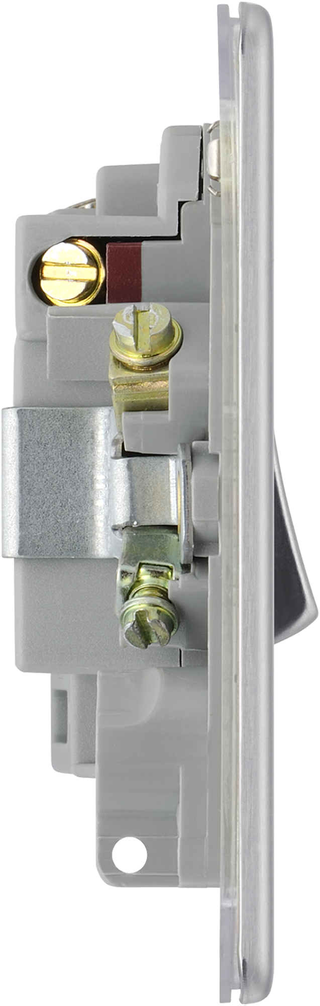 BG-FBS50 Side- This switched and fused 13A connection unit from British General provides an outlet from the mains containing the fuse and is ideal for spur circuits and hardwired appliances.