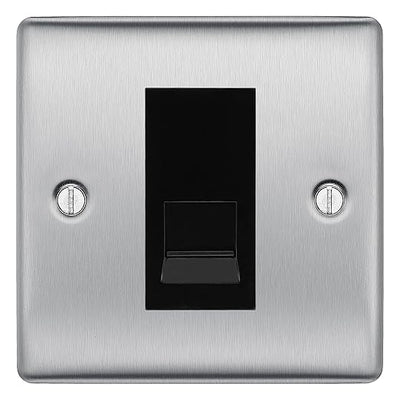 BG Nexus Brushed Steel Single IDC Secondary Telephone Socket - Black Insert by British General (BG-NBSBTS1B)