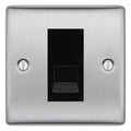 BG Nexus Brushed Steel Single IDC Secondary Telephone Socket - Black Insert
