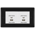 BG Matt Black 4G Euro Plate with 45W USB A+C Charger Modules - White Insert