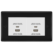 BG Matt Black 4G Euro Plate with 45W USB A+C Charger Modules - White Insert by British General (BG-NFBEMR4+EMUSBAC45W)