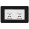 BG Matt Black 4G Euro Plate with 45W USB A+C Charger Modules - White Insert by British General (BG-NFBEMR4+EMUSBAC45W)