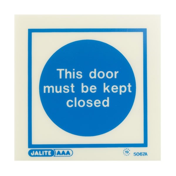 Self-Adhesive Photoluminescent Fire Door Signs - Vinyl 100x100mm
