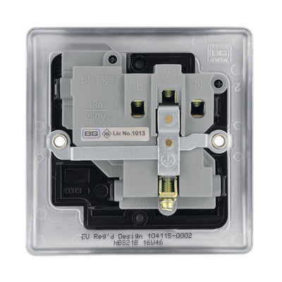 BG Nexus Metal Brushed Steel 13A Single Switched Socket NBS21B with 35mm Steel Back Box