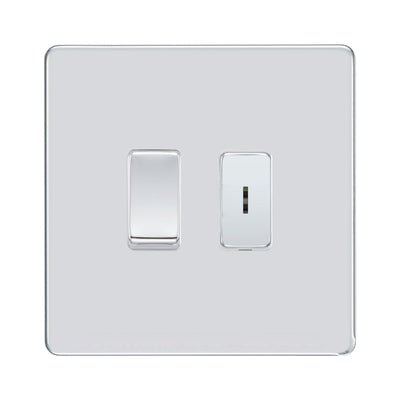 BG Screwless Polished Chrome 2 Gang 20 Amp Key Switch with 20 Amp Double Pole Switch by British General (BG-SCL-PC-2G-1x KS -1x DP)