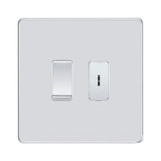 BG Screwless Polished Chrome 2 Gang 20 Amp Key Switch with 20 Amp Double Pole Switch by British General (BG-SCL-PC-2G-1x KS -1x DP)