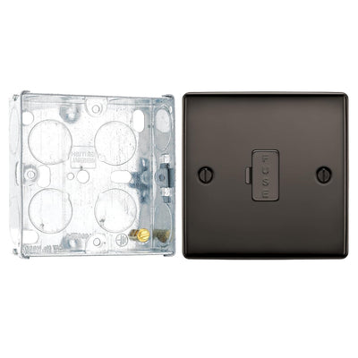 BG Nexus Black Nickel 13A Unswitched Fused Connection Unit NBN54 and 25mm Steel Back Box by British General (BG-NBN54+HGS02)