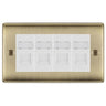 BG Nexus Antique Brass 4 Gang RJ45 Cat6 Data Socket Outlet White Inserts by British General (BG-NABRJ454W)