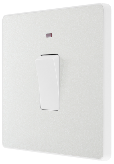 BG PCDCL31W Pearlescent White Evolve 20A 2 Pole LED Switch - White Insert