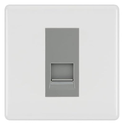 BG White Moulded Single RJ11 Telephone Socket NABRJ111 - Grey Insert by British General (BG-NWMRJ111G)
