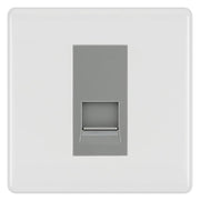 BG White Moulded Single RJ11 Telephone Socket NABRJ111 - Grey Insert by British General (BG-NWMRJ111G)