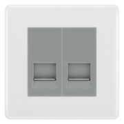 BG White Moulded Double Master Telephone Socket – Grey Insert by British General (BG-NWMBTM2G)